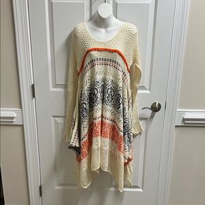 Anthropologie sleeping on snow Cream Orange Knit sweater Dress medium M